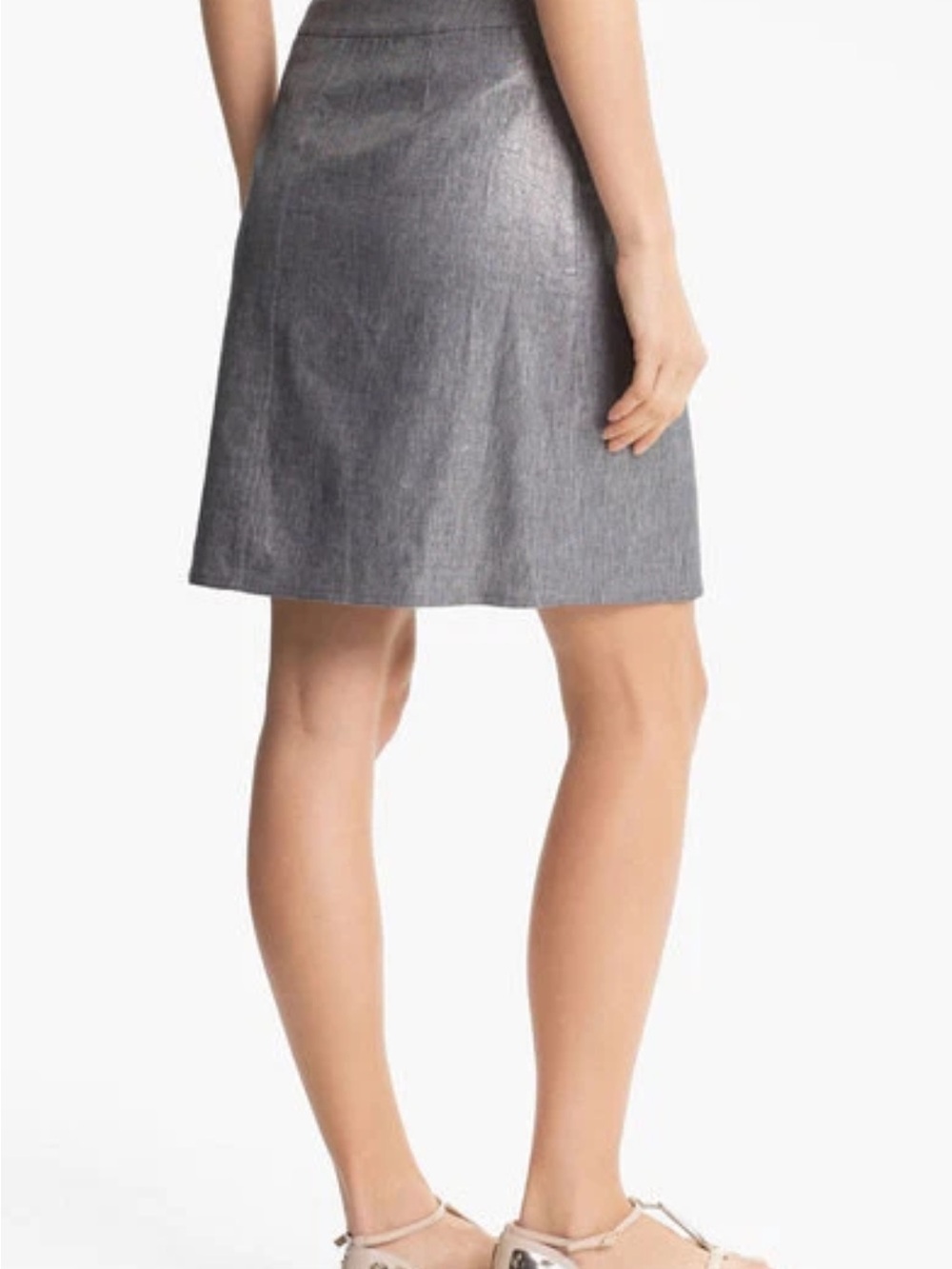 Eileen Fisher Silver A-Line glimmer linen Wrap Women’s mini Skirt - Picture 4 of 14